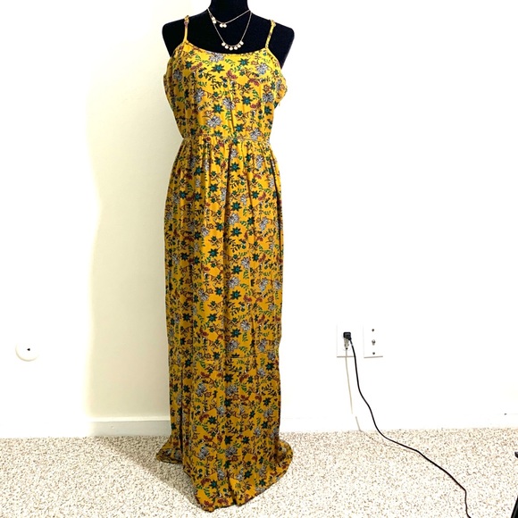 Easel Mustard bohemianMaxi Dress size L‎ - Picture 1 of 10